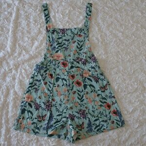 LIGHTWEIGHT CORDUROY FLORAL BUTTON ROMPER - Green - new